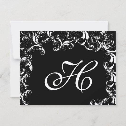 Elegant Fancy Swirl Wedding Invitation RSVP Kaartje (Voorkant)