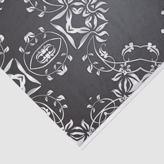 Elegant Fancy zwart en zilver Barok  Tissuepapier (Detail)