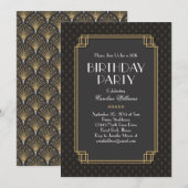 Elegant Fans Art Deco Birthday Party Kaart (Voorkant / Achterkant)