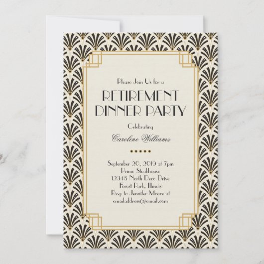 Elegant Fans Art Deco Retirement Party Cream Kaart (Voorkant)
