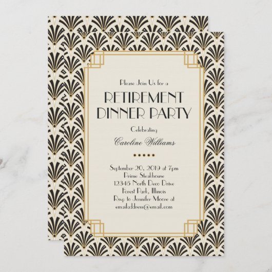 Elegant Fans Art Deco Retirement Party Cream Kaart (Voorkant / Achterkant)