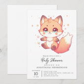 Elegant Fantasy Fox Baby shower Kaart (Voorkant / Achterkant)