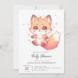 Elegant Fantasy Fox Baby shower Kaart