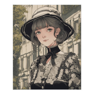 Elegant Fantasy Kleding - Stijlvolle anime LBD AI Perfect Poster