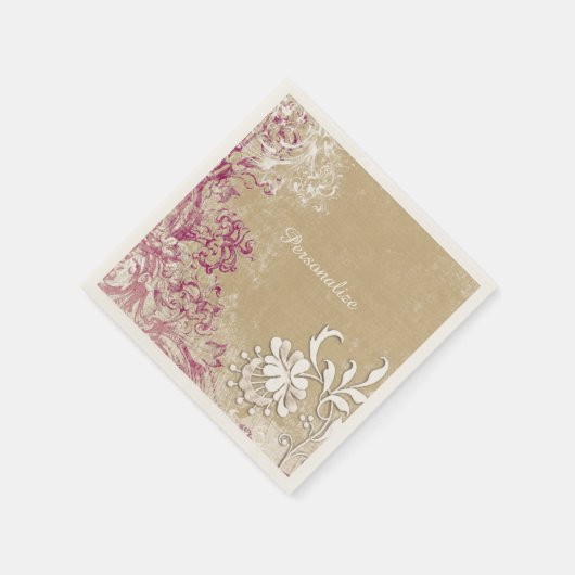 Elegant Fantasy Paarse White Flowers personalisere Servet (Hoek)