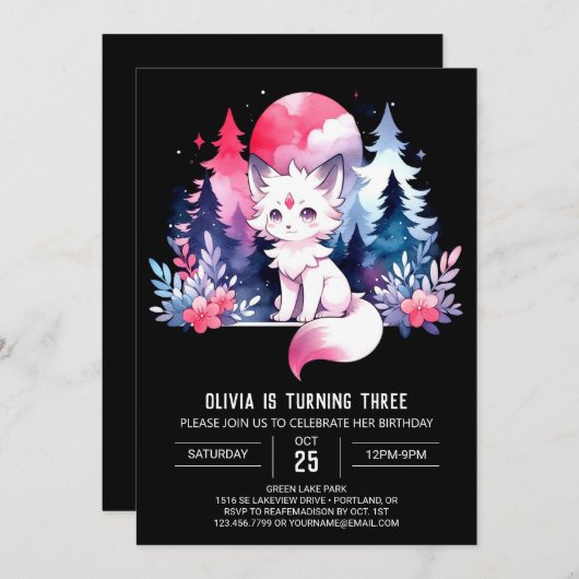 Elegant Fantasy Wolf Verjaardag Kaart (Voorkant / Achterkant)