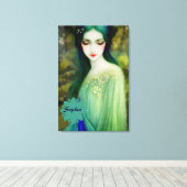 Elegant Fantasy Woman Portret in groen en blauw Canvas Afdruk (Insitu (Houten vloer))