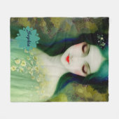 Elegant Fantasy Woman Portret in groen en blauw Fleece Deken (Voorkant (Horizontaal))