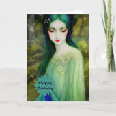 Elegant Fantasy Woman Portret in groen en blauw Kaart (Voorkant)
