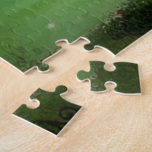 Elegant Fantasy Woman Portret in groen en blauw Legpuzzel (Zijkant)