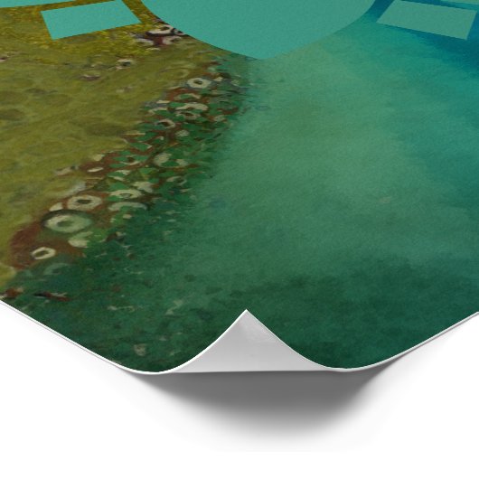 Elegant Fantasy Woman Portret in groen en blauw Poster (Hoek)