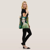 Elegant Fantasy Woman Portret in groen en blauw Tote Bag (Op model)