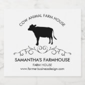 Elegant Farm Cow Silhouette Likeurfles Etiket (Enkel label)