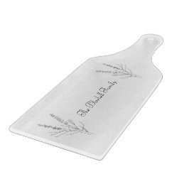 Elegant Farm Floral Flowers Text Cutting Board Snijplank