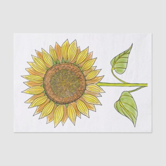 Elegant Farmhouse Waterverf Sunflower Decoupage Tissuepapier (Voorkant)