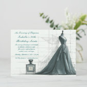 Elegant Fashion Sketch Birthday Invitation  Kaart (Staand voorkant)