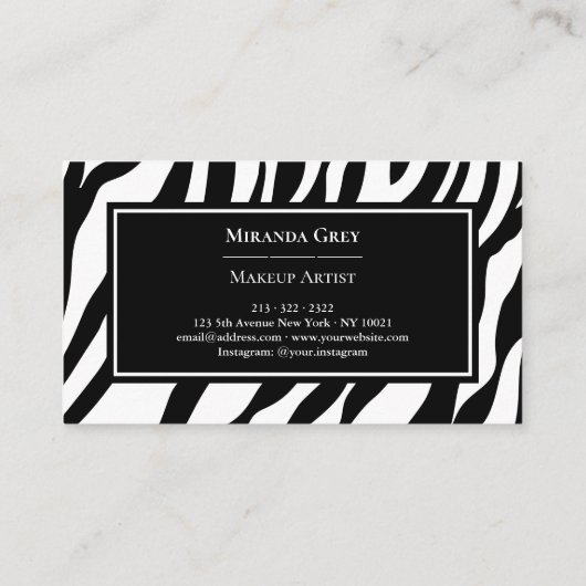 Elegant Fashionable Zebra Pattern Visitekaartje (Achterkant)