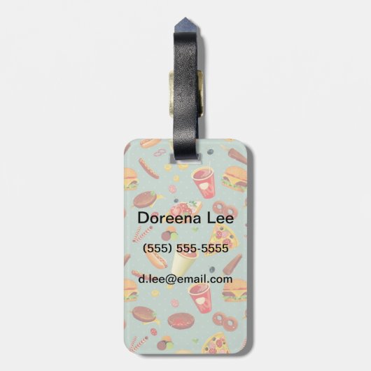 Elegant Fast Food Patroon Bagagelabel (Achterkant verticaal)