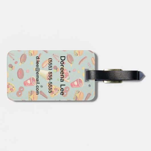 Elegant Fast Food Patroon Bagagelabel (Achterkant horizontaal)