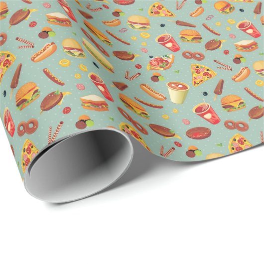 Elegant Fast Food Patroon Cadeaupapier (Rol Hoek)