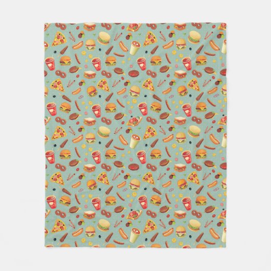 Elegant Fast Food Patroon Fleece Deken (Voorkant)
