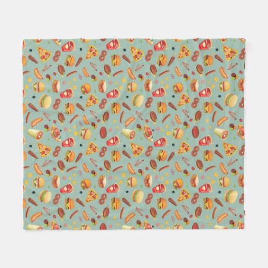 Elegant Fast Food Patroon Fleece Deken (Voorkant (Horizontaal))