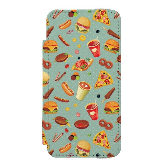 Elegant Fast Food Patroon Incipio iPhone Portemonnee Hoesje (Voorkant Agenda)