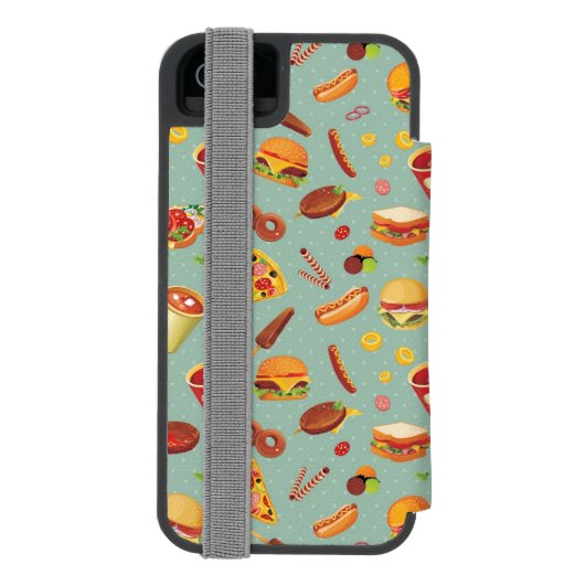 Elegant Fast Food Patroon Incipio iPhone Portemonnee Hoesje (Agenda Achterkant)