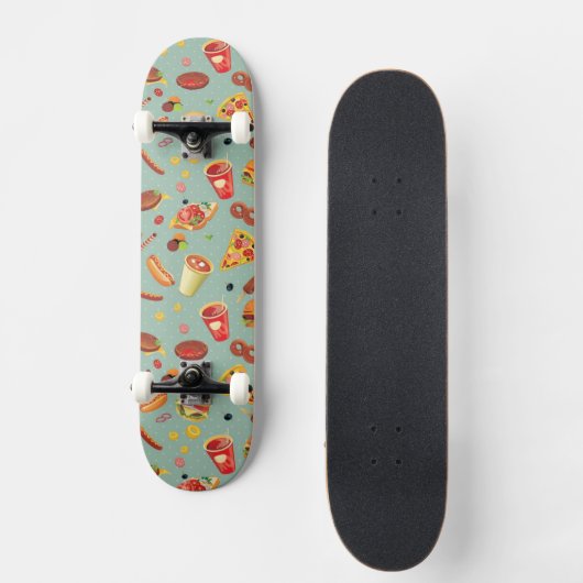 Elegant Fast Food Patroon Skateboard (Voorkant)