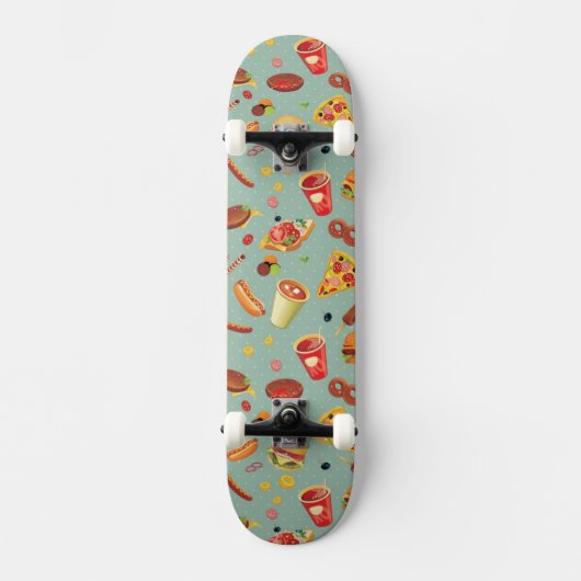Elegant Fast Food Patroon Skateboard (Voorkant)
