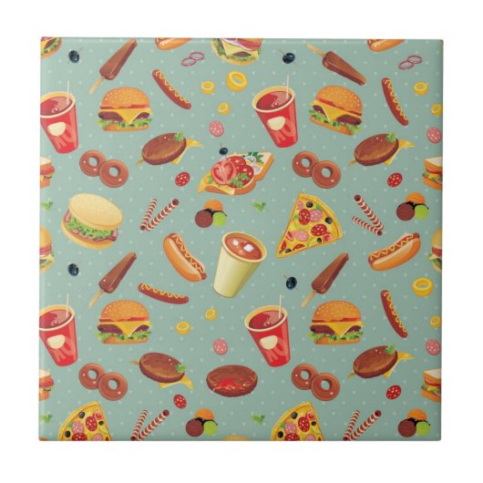 Elegant Fast Food Patroon Tegeltje (Voorkant)