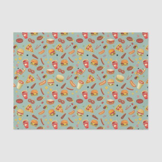 Elegant Fast Food Patroon Tissuepapier (Voorkant)