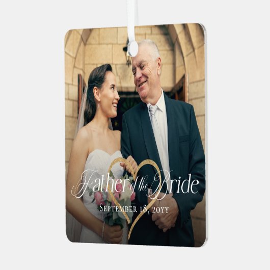 Elegant Father of the Bride Photo Memory Keepsake Metalen Ornament (Voorkant links)