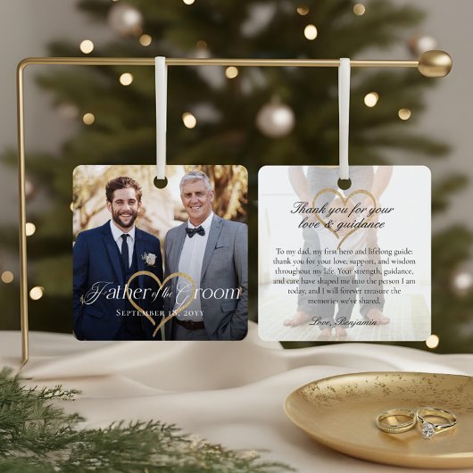 Elegant Father of the Groom Photo Memory Keepsake Metalen Ornament