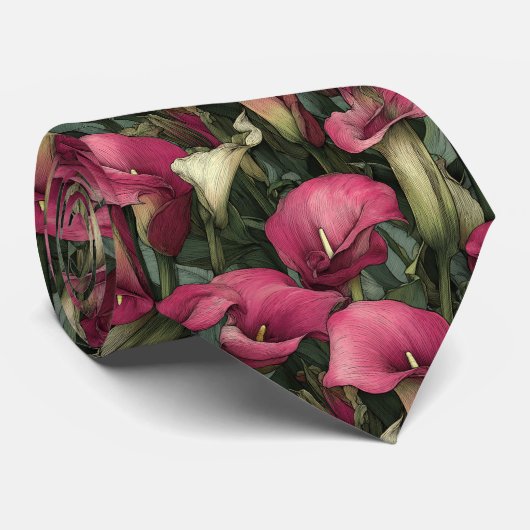 Elegant Fathers Day Calla Lilies Stropdas (Opgerold)