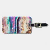 Elegant Faux Agaat Marmer Regenboog Patroon Aangep Bagagelabel (Voorkant horizontaal)