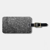 Elegant Faux Black Glitter Bagagelabel (Voorkant horizontaal)