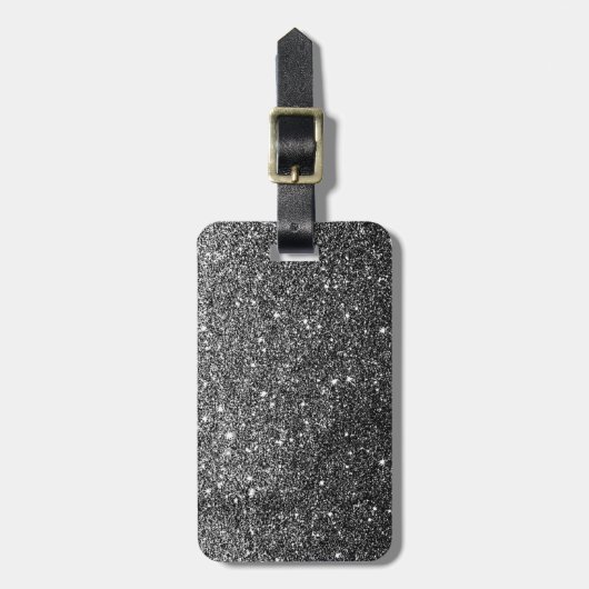 Elegant Faux Black Glitter Bagagelabel (Voorkant verticaal)