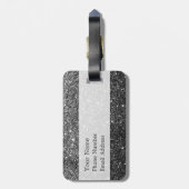 Elegant Faux Black Glitter Bagagelabel (Achterkant verticaal)