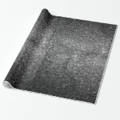 Elegant Faux Black Glitter Cadeaupapier (Uitgerold)