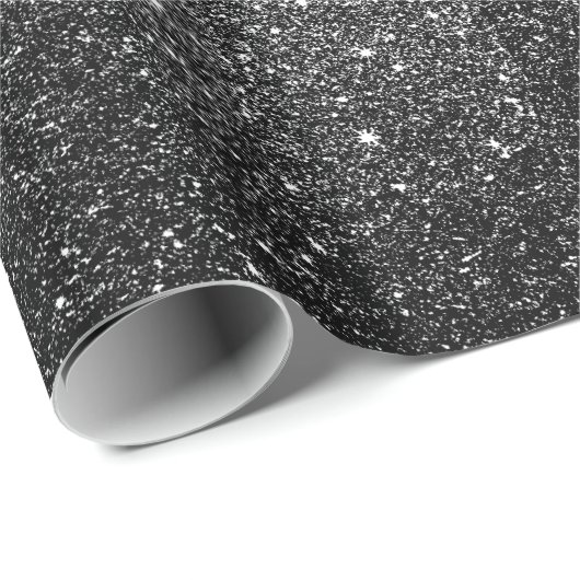 Elegant Faux Black Glitter Cadeaupapier (Rol Hoek)