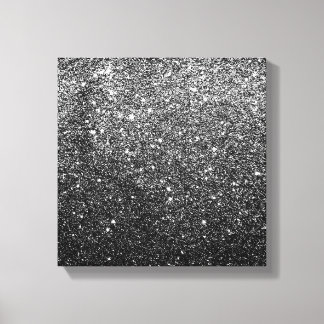 Elegant Faux Black Glitter Canvas Afdruk