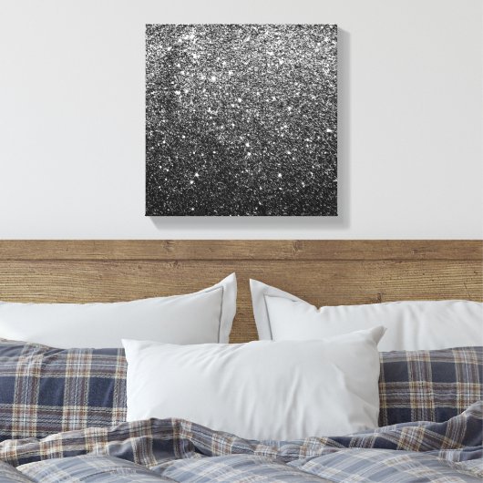 Elegant Faux Black Glitter Canvas Afdruk (Insitu (Slaapkamer))