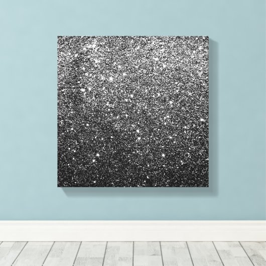Elegant Faux Black Glitter Canvas Afdruk (Insitu (Houten vloer))