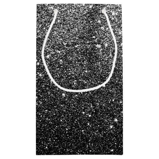 Elegant Faux Black Glitter Klein Cadeauzakje (Achterkant)