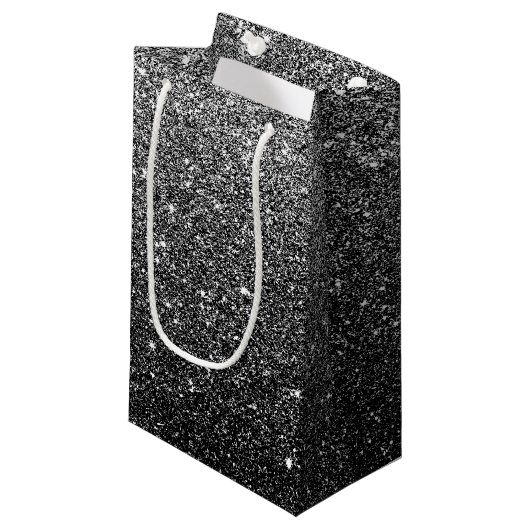 Elegant Faux Black Glitter Klein Cadeauzakje (Voorkant Gekanteld)