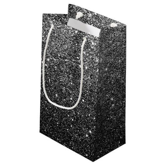 Elegant Faux Black Glitter Klein Cadeauzakje (Achterkant Gekanteld)