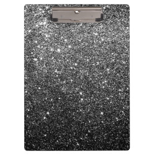 Elegant Faux Black Glitter Klembord