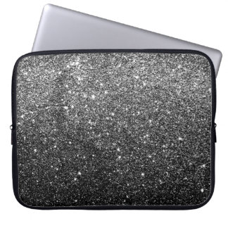 Elegant Faux Black Glitter Laptop Sleeve