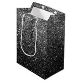Elegant Faux Black Glitter Medium Cadeauzakje (Voorkant Gekanteld)